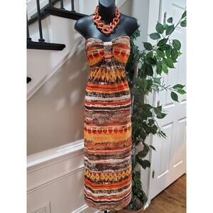 Chesley Womens Multicolor Polyester Off The Shoulder Long Maxi Dress Size Large